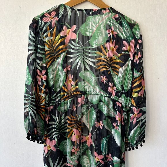 Club Z Collection Swim Coverup Womens Medium Black Floral Tie Front Maxi - Picture 7 of 8